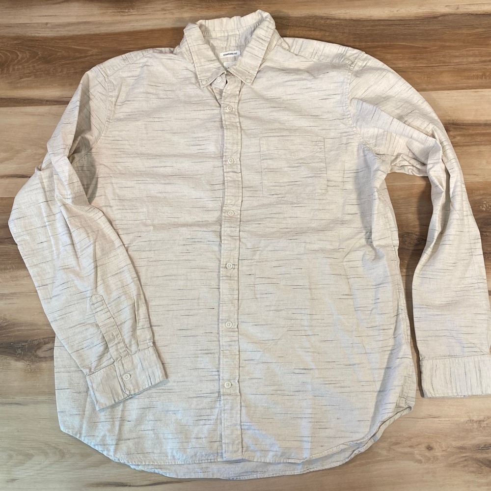 GAP Mens XL Beige Texture Shirts Standard Fit Long Sleeve Button Down Shirt